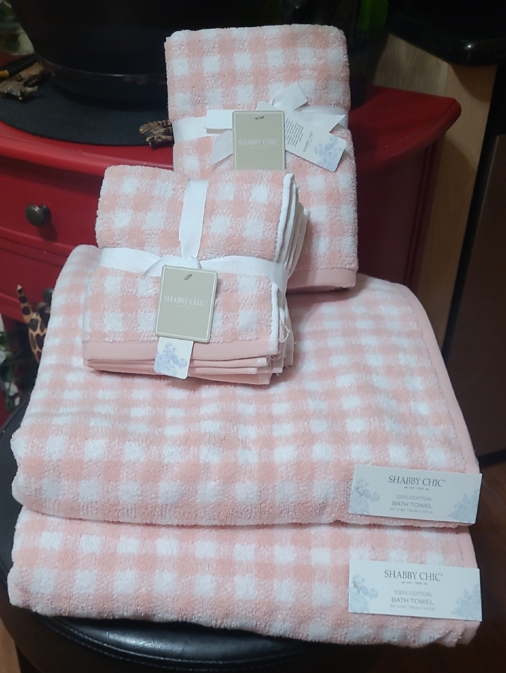 Shabby Chic Check Towel Set